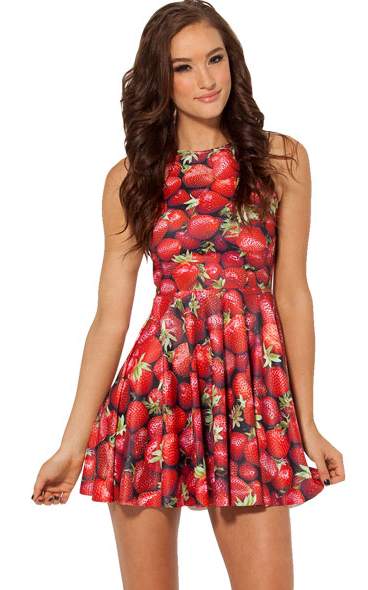 F33055   STRAWBERRY REVERSIBLE SKATER DRESS